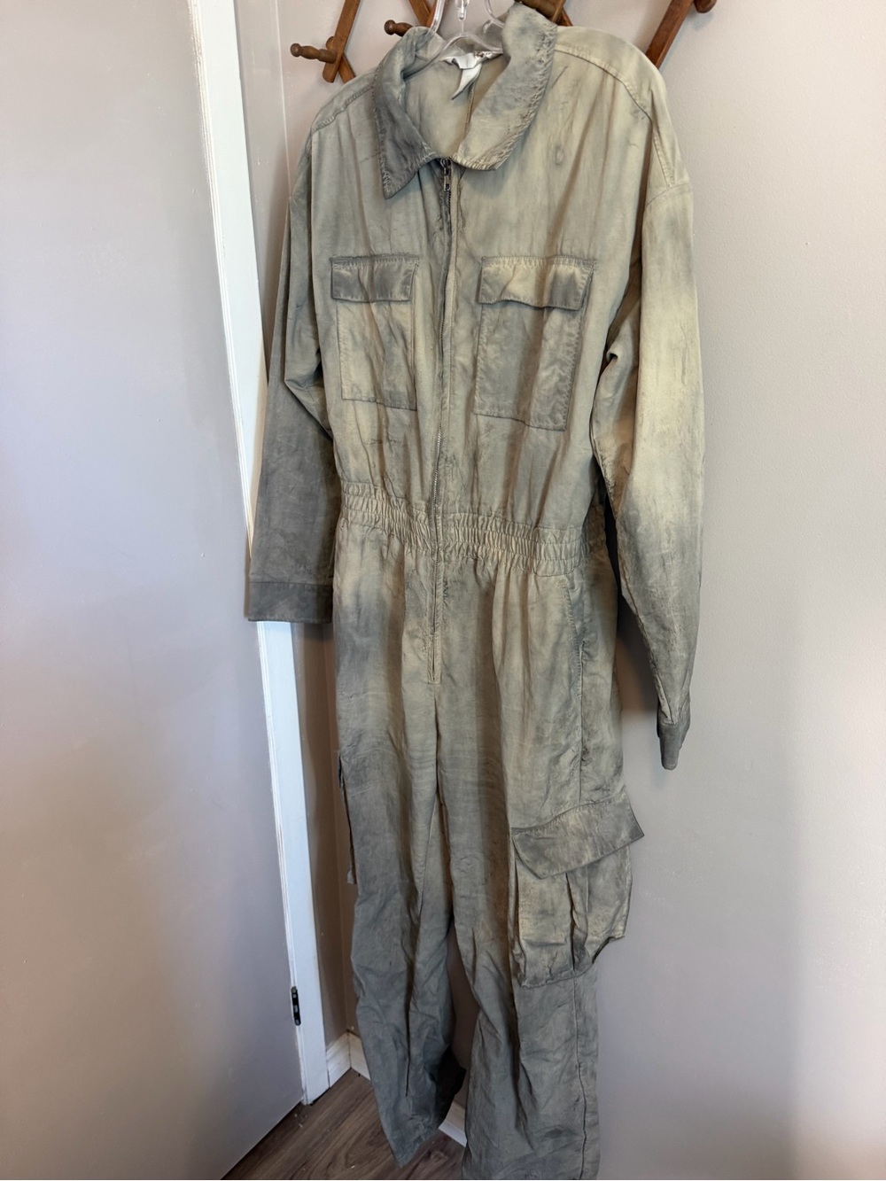 H&M Star Trek Screen Used Distressed Jumpsuit Coveralls Grey L